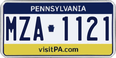 PA license plate MZA1121