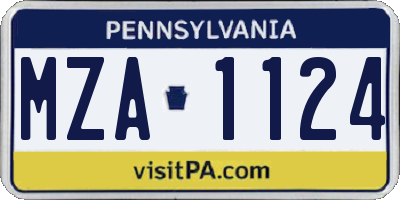 PA license plate MZA1124