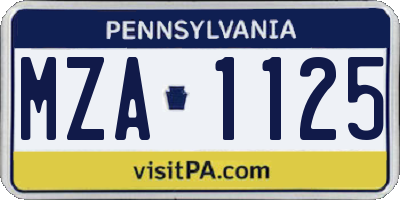 PA license plate MZA1125