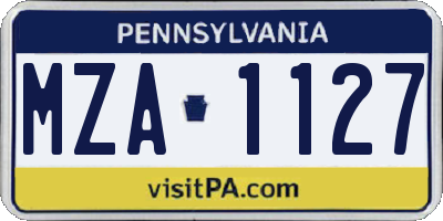 PA license plate MZA1127