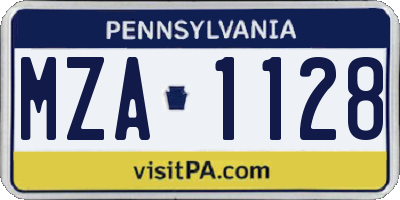 PA license plate MZA1128