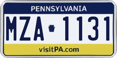 PA license plate MZA1131