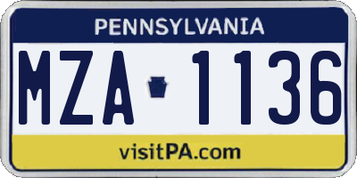 PA license plate MZA1136