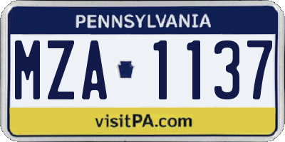PA license plate MZA1137