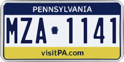 PA license plate MZA1141