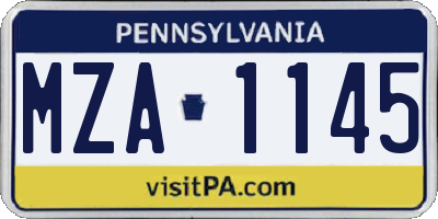 PA license plate MZA1145