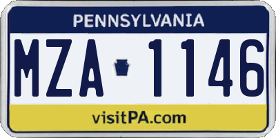 PA license plate MZA1146