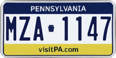 PA license plate MZA1147