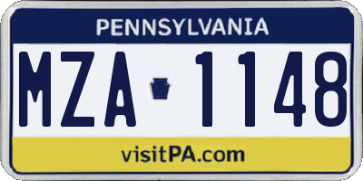 PA license plate MZA1148