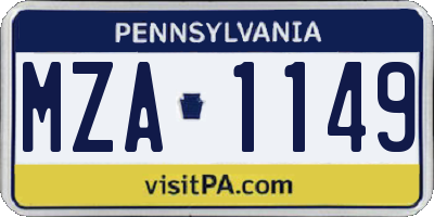 PA license plate MZA1149