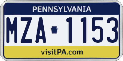 PA license plate MZA1153