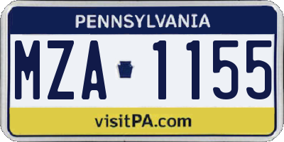 PA license plate MZA1155