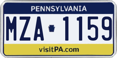 PA license plate MZA1159