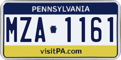 PA license plate MZA1161