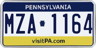 PA license plate MZA1164