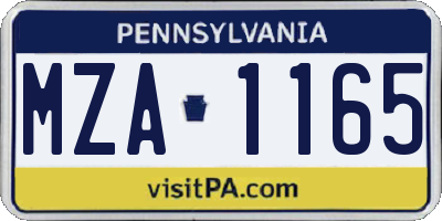 PA license plate MZA1165