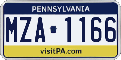 PA license plate MZA1166