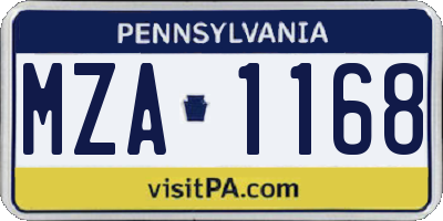 PA license plate MZA1168
