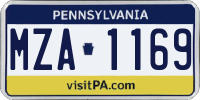 PA license plate MZA1169