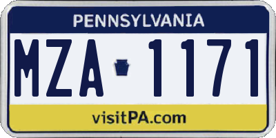 PA license plate MZA1171