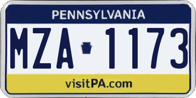 PA license plate MZA1173