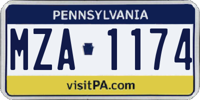 PA license plate MZA1174