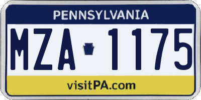 PA license plate MZA1175