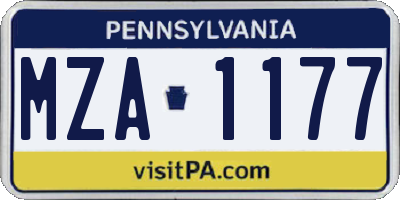 PA license plate MZA1177
