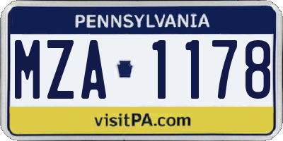 PA license plate MZA1178