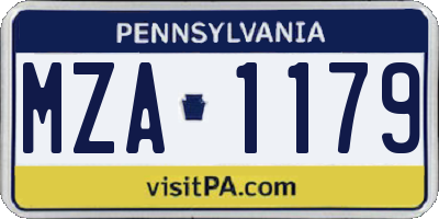 PA license plate MZA1179
