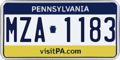 PA license plate MZA1183