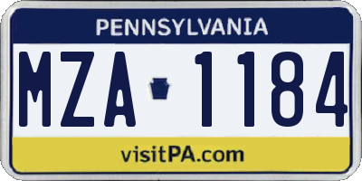 PA license plate MZA1184
