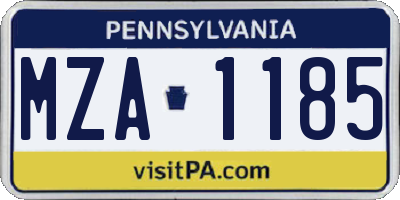 PA license plate MZA1185