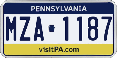 PA license plate MZA1187