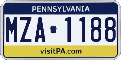 PA license plate MZA1188