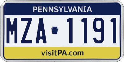 PA license plate MZA1191
