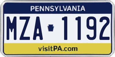 PA license plate MZA1192