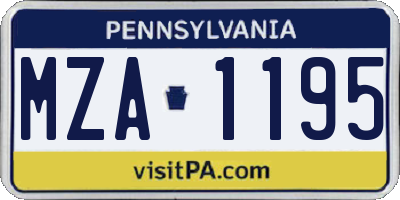 PA license plate MZA1195