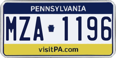 PA license plate MZA1196