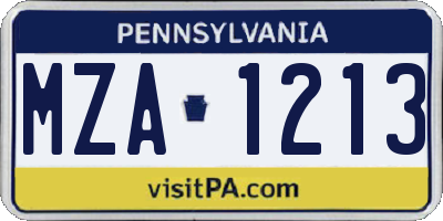PA license plate MZA1213