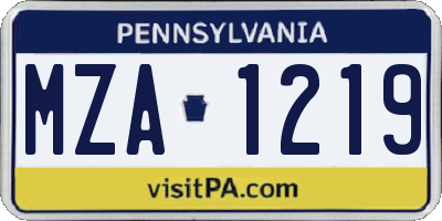 PA license plate MZA1219
