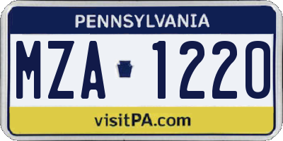 PA license plate MZA1220