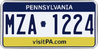 PA license plate MZA1224