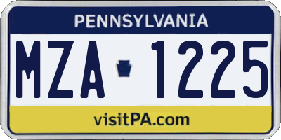 PA license plate MZA1225