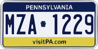PA license plate MZA1229