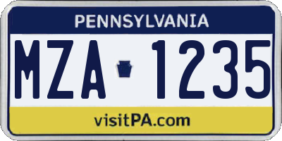 PA license plate MZA1235