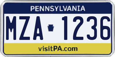PA license plate MZA1236