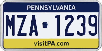 PA license plate MZA1239