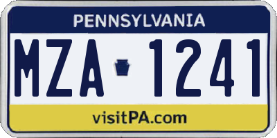 PA license plate MZA1241