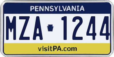 PA license plate MZA1244